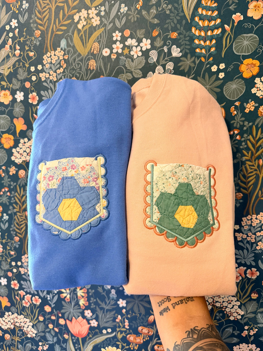 vintage quilt pocket crew