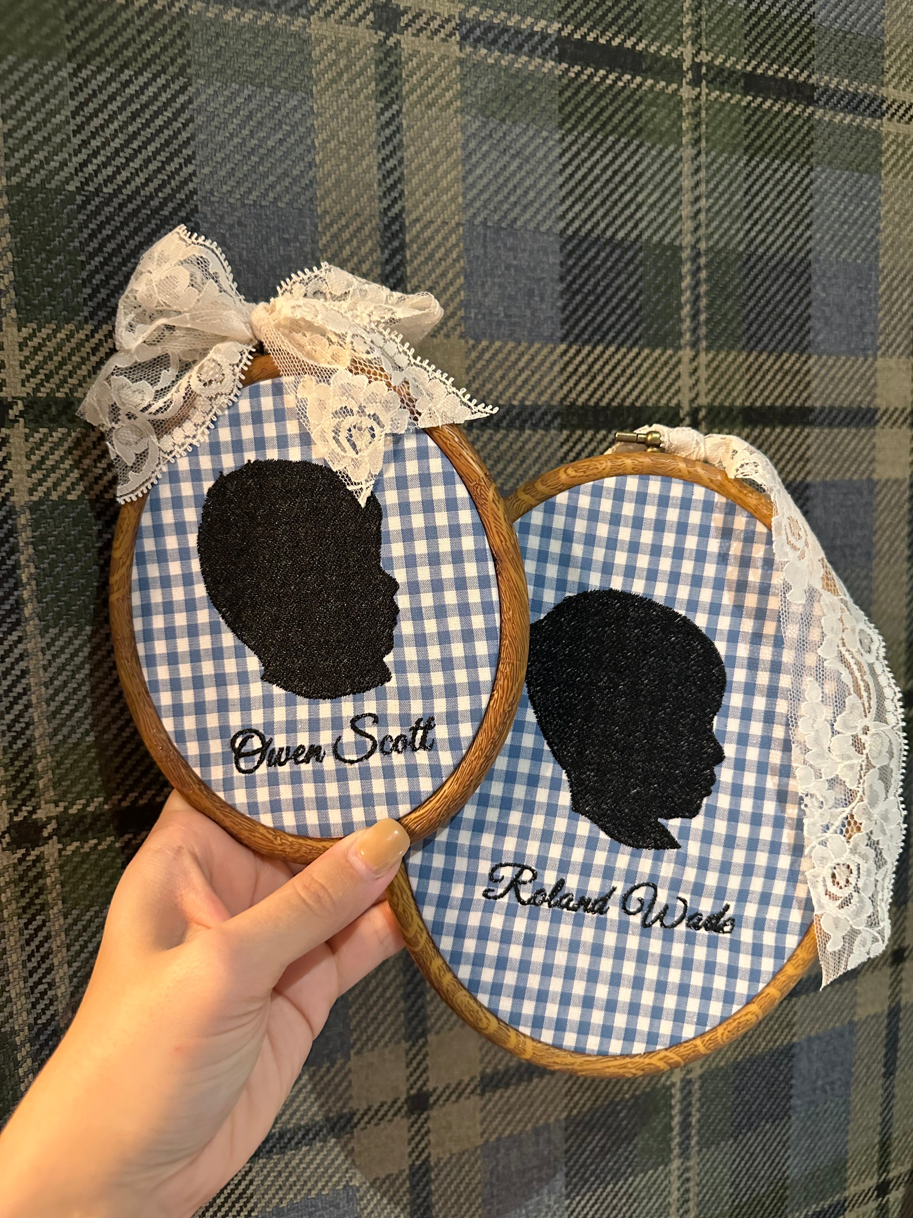 custom silhouette portrait hoop